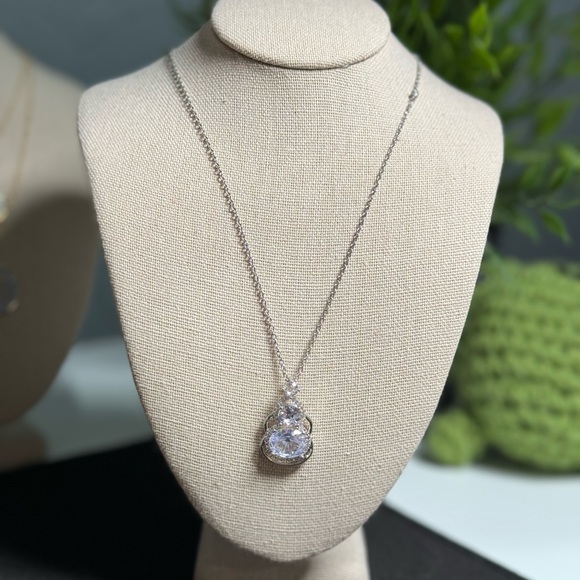 Swarovski Crystal Two Stone Drop Necklace - Picture 4 of 7